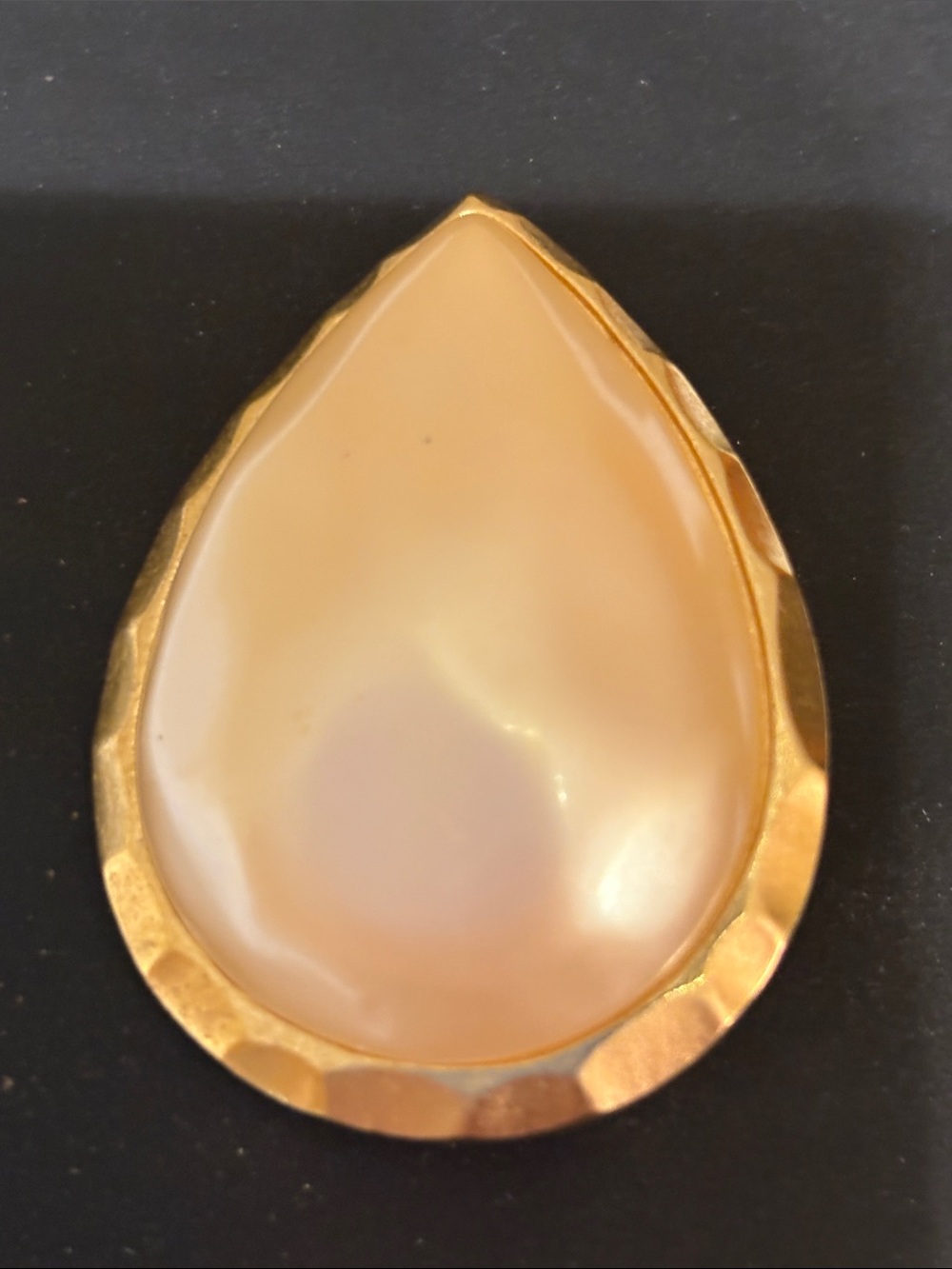 Yves Saint Laurent Vintage Gold-Tone Teardrop Brooch with Cream Cabochon